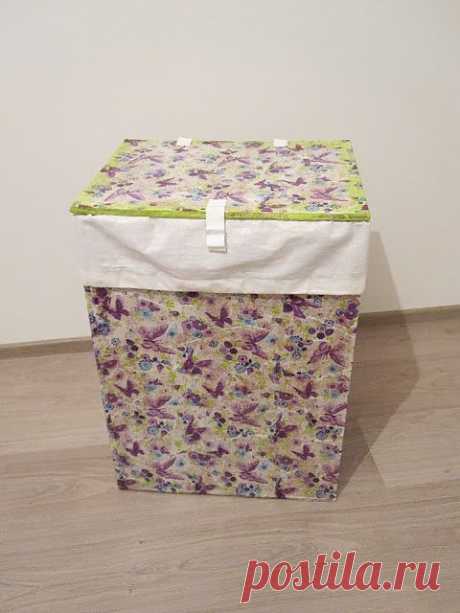 Ящик для белья из картона и бумажных салфеток - Декупаж
