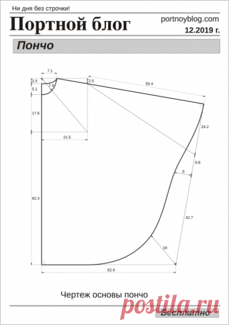 Построение выкройки пончо | Портной блог