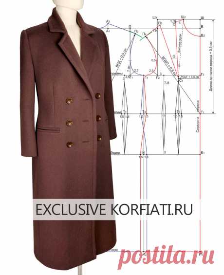 Выкройка женского пальто от Анастасии Корфиати Выкройка женского пальто. Наша выкройка пальто позволит вам сшить шикарное пальто по фигуре. Выкройка пальто - с полным описанием. Выкройка пальто бесплатно