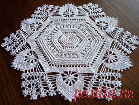 Irish Crochet Hexagon Doily, By Artistic NeedleWork