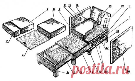 Кресло кровать своими руками из досок - фото