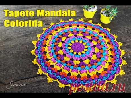 Tapete de Crochê Mandala Colorida Parte 2 - Simone Eleotério