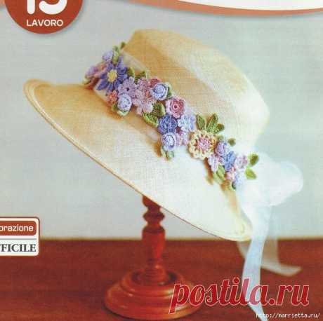 Ободок из цветочных мотивов для украшения летней шляпки