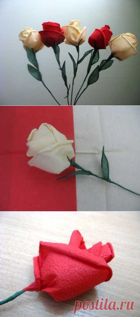 Розы из бумажных салфеток (мастер-класс) | Самоделкино