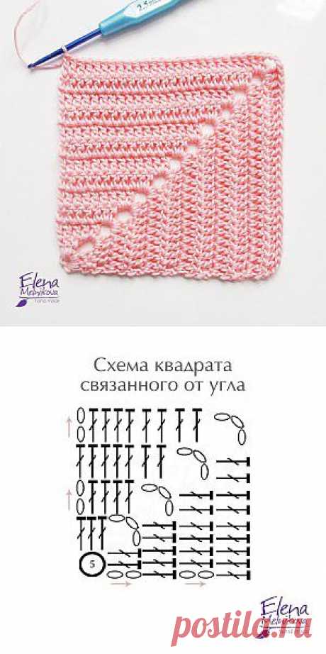 Вязание квадрата крючком - Способ 1 | Crochet-Story.ru