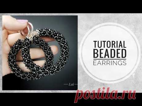 #МК - Серьги кольца из бисера и бусин | #Tutorial - Earrings rings of beads and beads