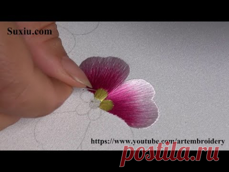 Ручка вентилятора вышивкиHand Embroidery for beginner(22 Art broderie)花 初心者に刺繍ししゅう