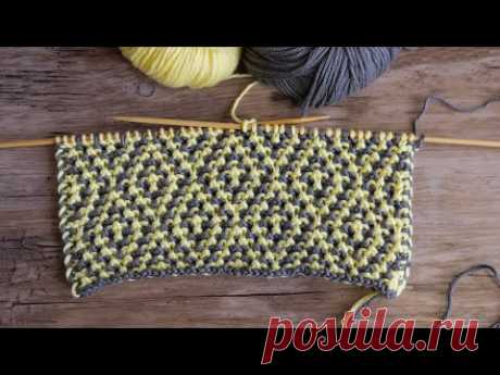 🧩 Мозаичная техника вязания – узор «Ромбы» 💢 «Rhombus» Mosaic Knitting in Garter Stitch 🧩