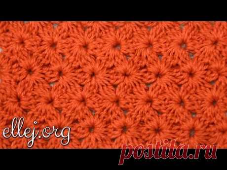 Плотный цветочный узор крючком. Crochet Fiower Stitch Pattern.