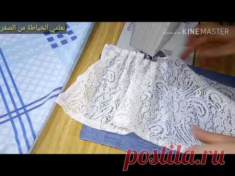 (2392) تحويل سريع من جينز قديم الى تنورة طفلة قمة في الروعة diy designer skirt making from djeans - YouTube