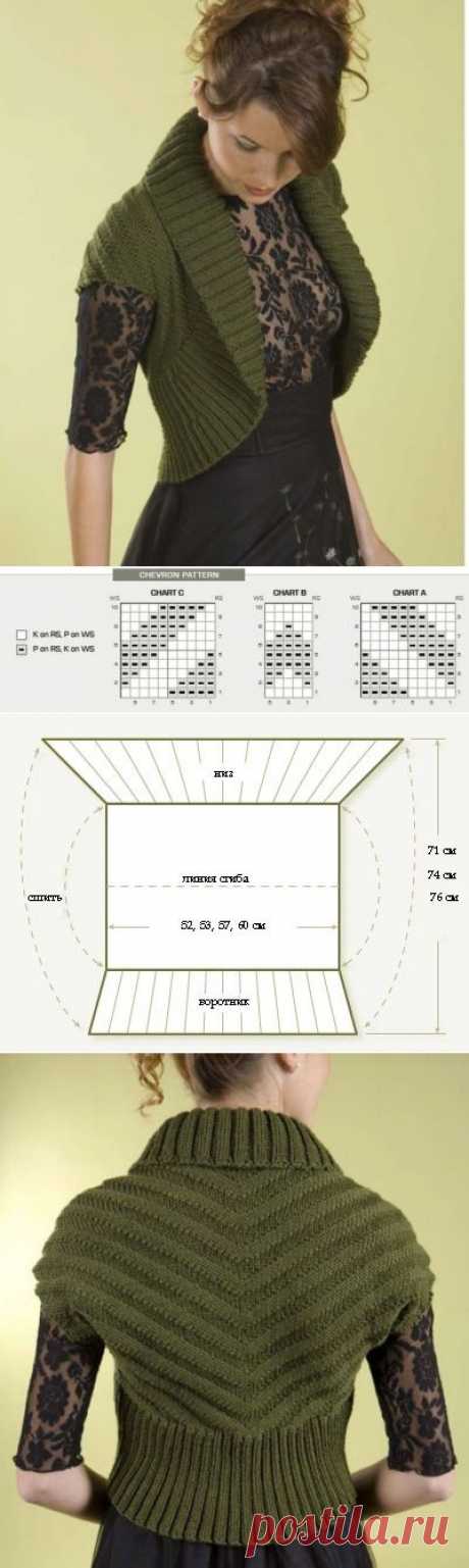 Вязаное зелёное болеро | Лаборатория домашнего хозяйства