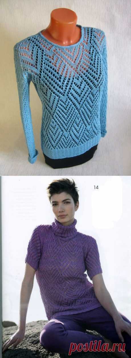Джемпер (свитер) с ажурными ромбами