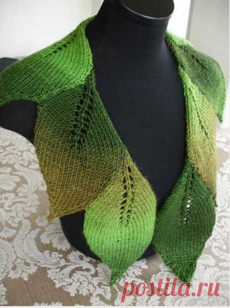 Уютные шарфы и манишки с узором «листья» — Рукоделие