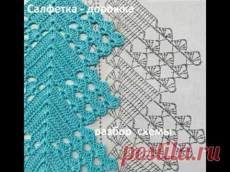 Салфетка - ДОРОЖКА , Вязание КРЮЧКОМ по схеме , crochet doily ( узор №423)