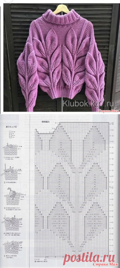 Свитер с крупными листьями - онлайн! - Вяжем вместе он-лайн - Страна Мам