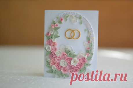 Wedding engagement quilling greeting card in pastel by QuillyVicky