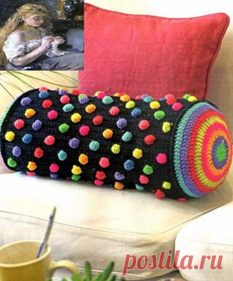 Подушка - валик с разноцветными &quot;шишечками&quot; | 38 рукоделок | Яндекс Дзен