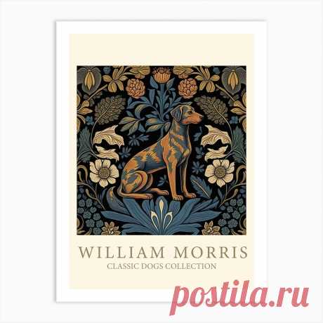 William Morris Dogs Collection Art Print Fine art print using water-based inks on sustainably sourced cotton mix archival paper.
• Available in multiple sizes 
• Trimmed with a 2cm / 1" border for framing 
• Available framed in white, black, and oak wooden frames