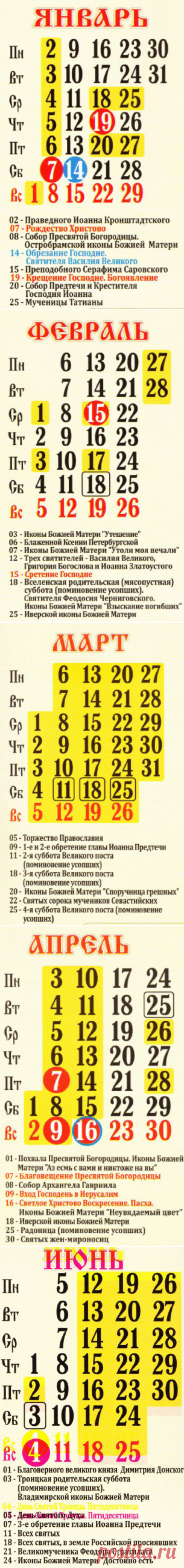 Церковный православный календарь на 2017 год: праздники, посты, именины, дни памяти