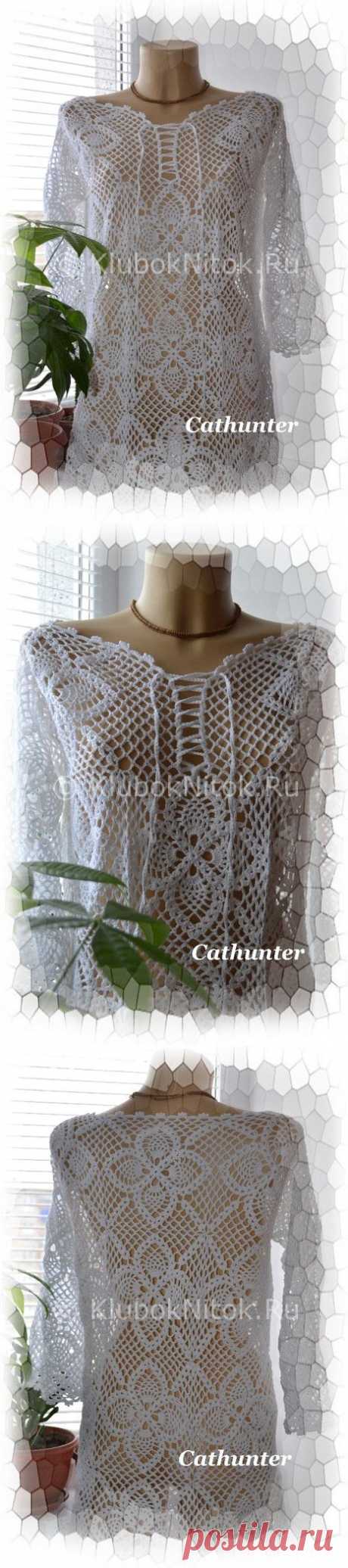 Белая цветочная туника | Вязание для женщин | Вязание спицами и крючком. Схемы вязания.