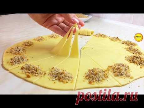 Универсальное Тесто  рецепт рассыпчатые Рогалики с ореховой начинкой