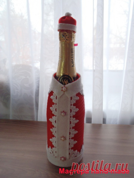 Как украсить шампанское на Новый год, съемное украшение. - Мастера hand-made   Мастера hand-made
