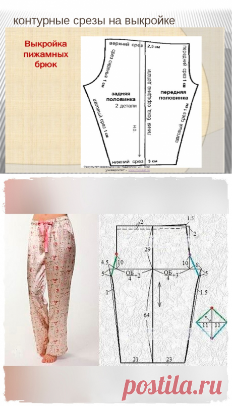 ​Выкройка пижамных брюк