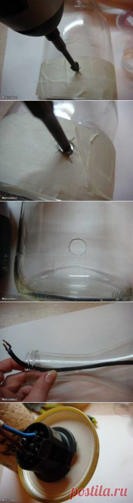 Как сделать основание для лампы из стеклянной бутылки