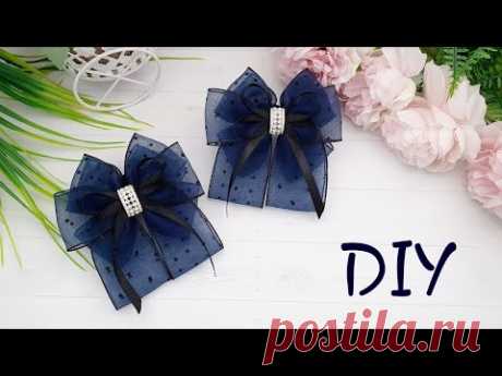 Лёгкие и воздушные школьные бантики из органзы / мк канзаши / DIY Bows #beadpark