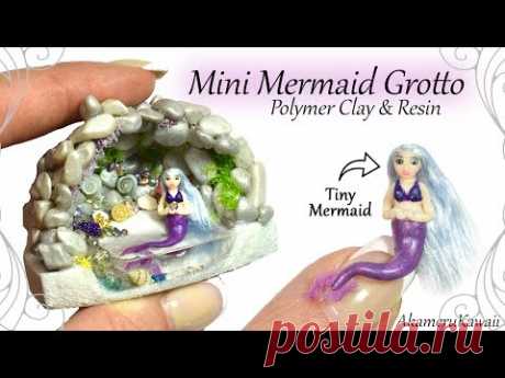 How to: Mini Mermaid Grotto - Aquarium / Fairy Garden, Resin & Polymer Clay Tutorial