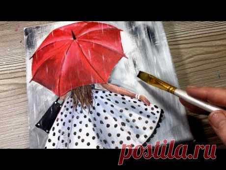 POLKA DOT DRESS / Acrylic Fashion Painting / How To Step By Step