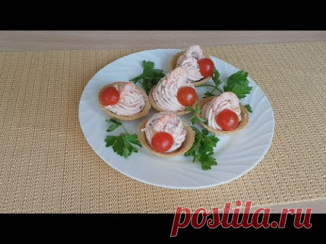 Закуска с творожным сыром и крабовым мясом в тарталетки