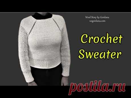 DIY Crochet Sweater Top to Bottom with Sleeves