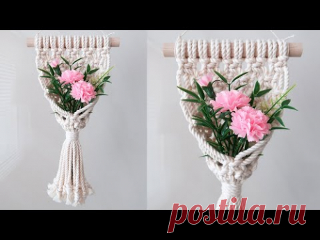 DIY Mini Macrame Wall hanging tutorial / 마크라메 플랜트 행잉 / Mini colgante de pared de macramé