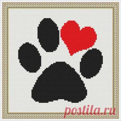 Love Puppy Paw Print Counted Cross Stitch от InstantCrossStitch