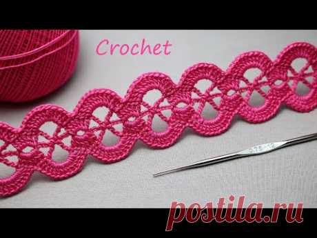 КРУЖЕВО КРЮЧКОМ просто и оригинально!!! Легкое ВЯЗАНИЕ для начинающих КАЙМА  Easy Crochet Tape Lace