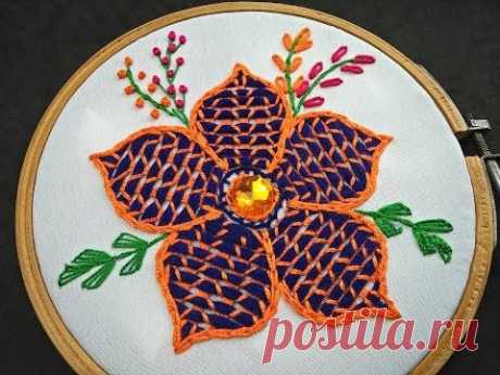 Hand Embroidery Design | Zig Zag Fantasy Flower Embroidery | Hand Embroidery For Beginners