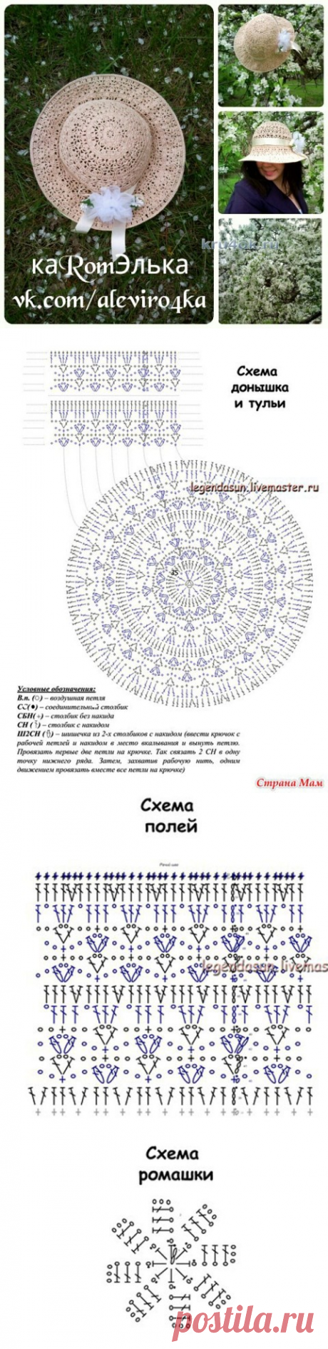 Вязаная крючком шляпа &amp;#8211; работа кaRomЭлькa - вязание крючком на kru4ok.ru