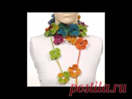 crochet flower scarf