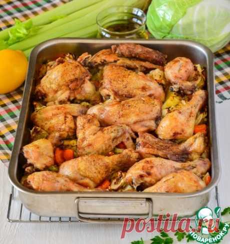 Курица, запеченная с овощами и рисом - кулинарный рецепт