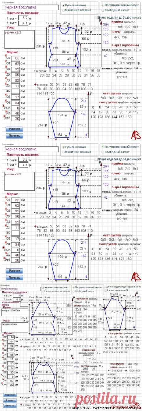 Программа расчет выкройки вязания (детские, женские, мужские модели вязания)