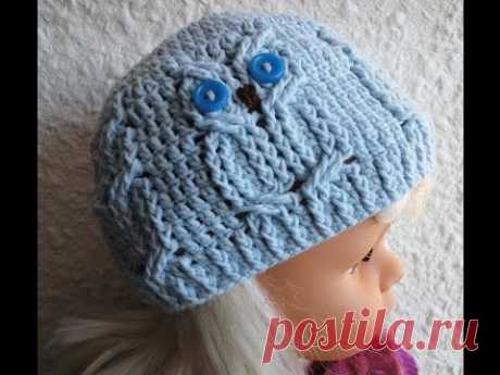 Шапочка  "СОВА" Ч -1  Beanie "owl" Crochet P -1