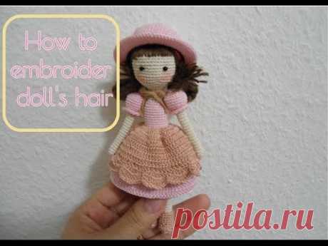 How to embroider doll's hair - YouTube