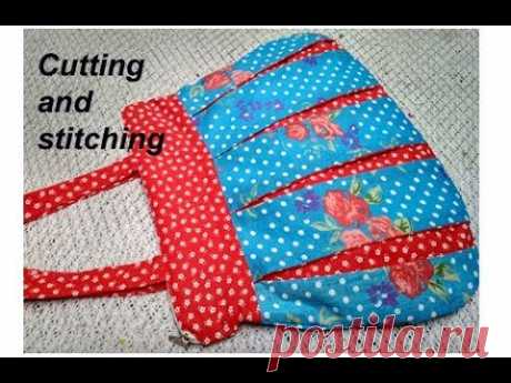 (2316) 10 minute handmade big shopping bag / lunch bag/ handbag cutting and stitching in hindi /Travel Bag - YouTube