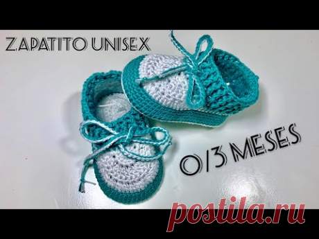 Zapatito Unisex tejido a crochet | 0/3 meses |Paso a Paso |How to crochet baby shoes 0/3 months