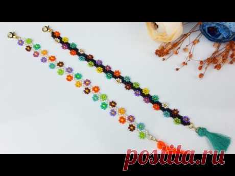 Çiçekli Peyote Bileklik Yapımı. Peyote Bracelet Making. Beading #tutorial