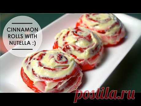 RED CINNAMON ROLLS WITH NUTELLA! - YouTube