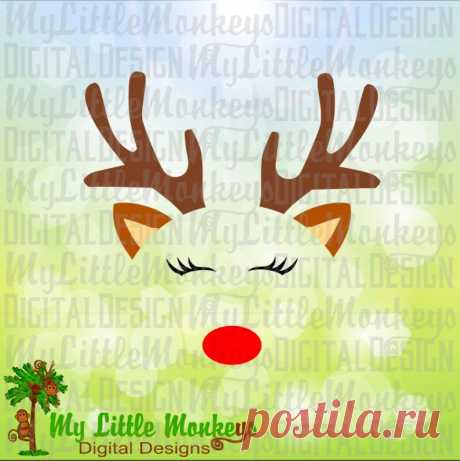 Reindeer Face Design Commercial Use SVG Clipart and Cut File | Etsy