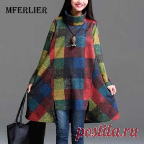 Loose Fashionable Knitted Plaid Warm Dress With Long Sleeves in Boho Style  New stylish Beautiful Loose Fashionable Knitted Plaid Warm Dress With Long Sleeves in Boho Style in our spring-summer collection.

This dress is suitable for any shape and age as well as for any occasion. It will be equally convenient at home a...