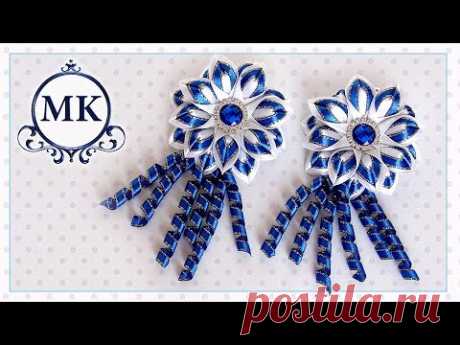 Школьные заколки со спиральками. Канзаши. МК./ DIY. School hair clips with spiral. Kanzashi.